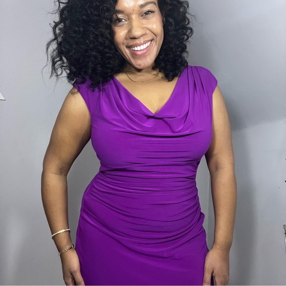 Ralph Lauren purple bodycon jersey knit dress business casual everyday normcore - Picture 11 of 11